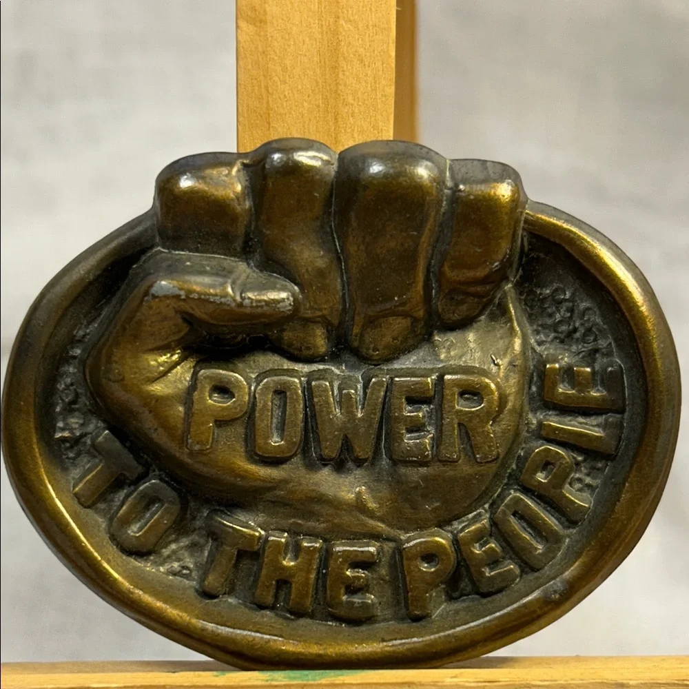 Extremely Rare sculptured Power to the People heavy belt buckle limited